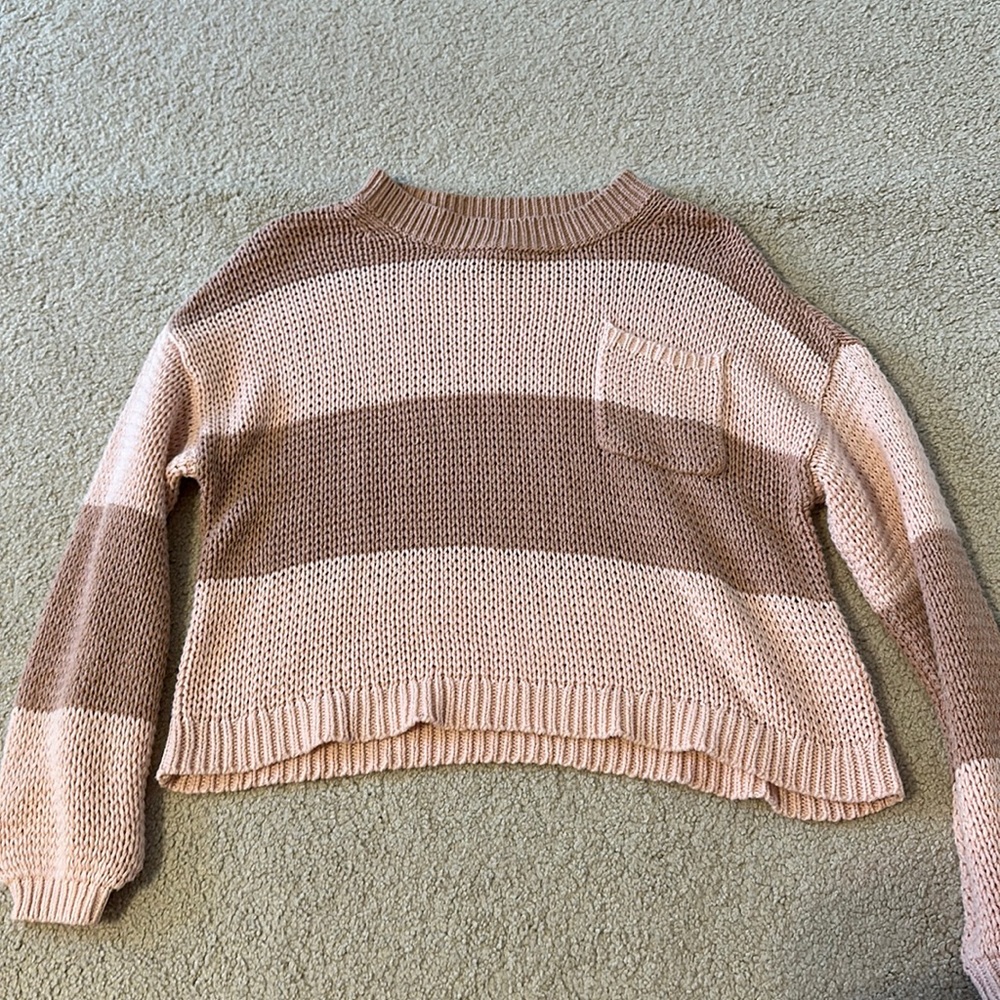 pink and tan sweater american eagle